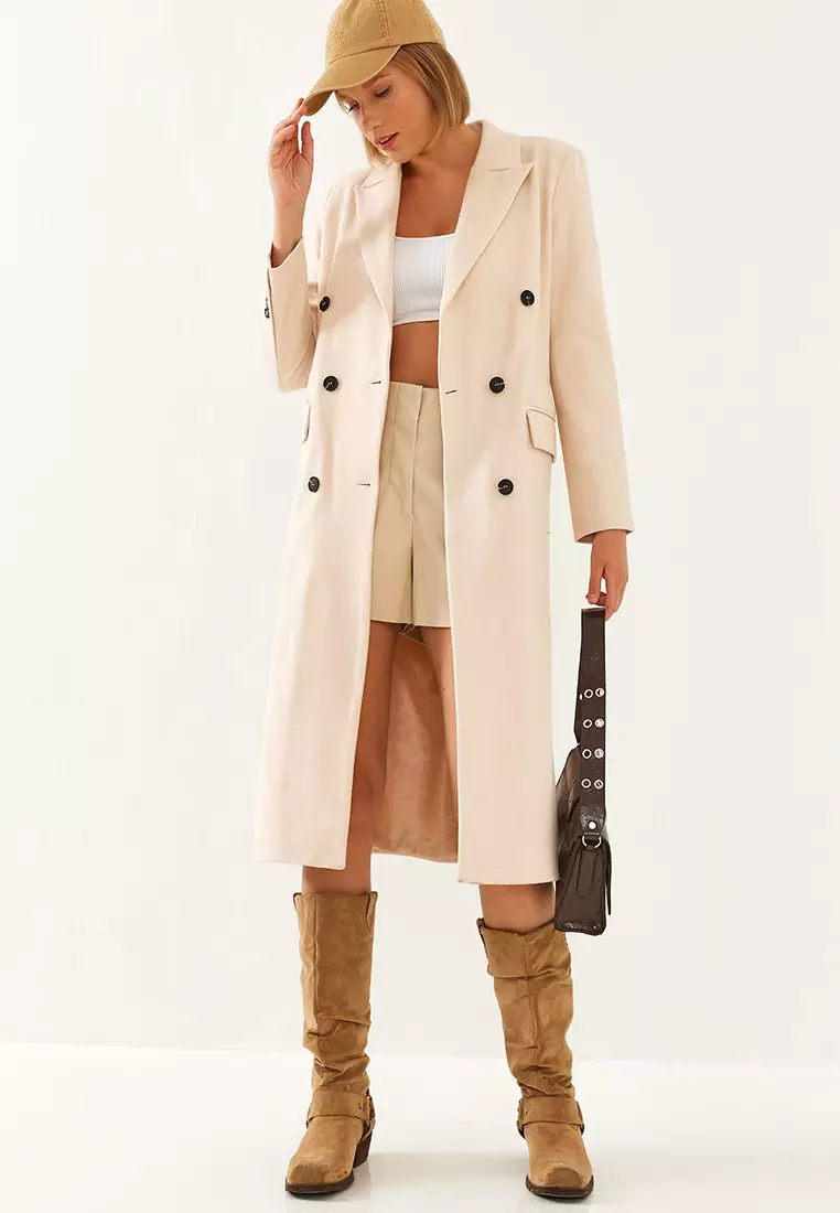 Women's Buttoned Sleeve Cashmere Coat 8100 60351082