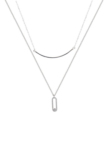 ZITIQUE silver Women's Korean Style Elegant Diamond Embedded Double-layered Necklace - Silver EE3EAAC4676EBDGS_1