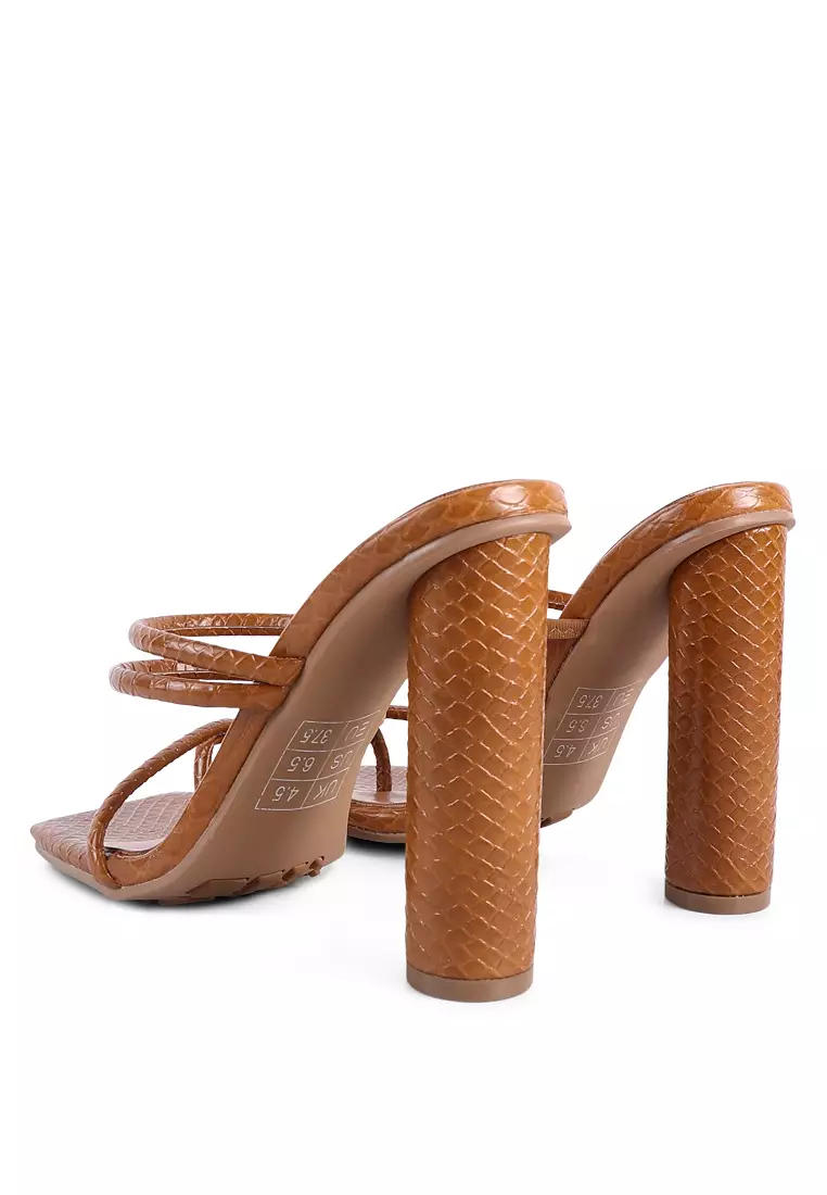 Macchiato High Block Heeled Croc Sandals
