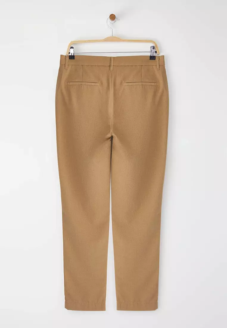 Beige Slim Fit Italian Cut Chino Fabric Pants Tmnaw23Pl00034