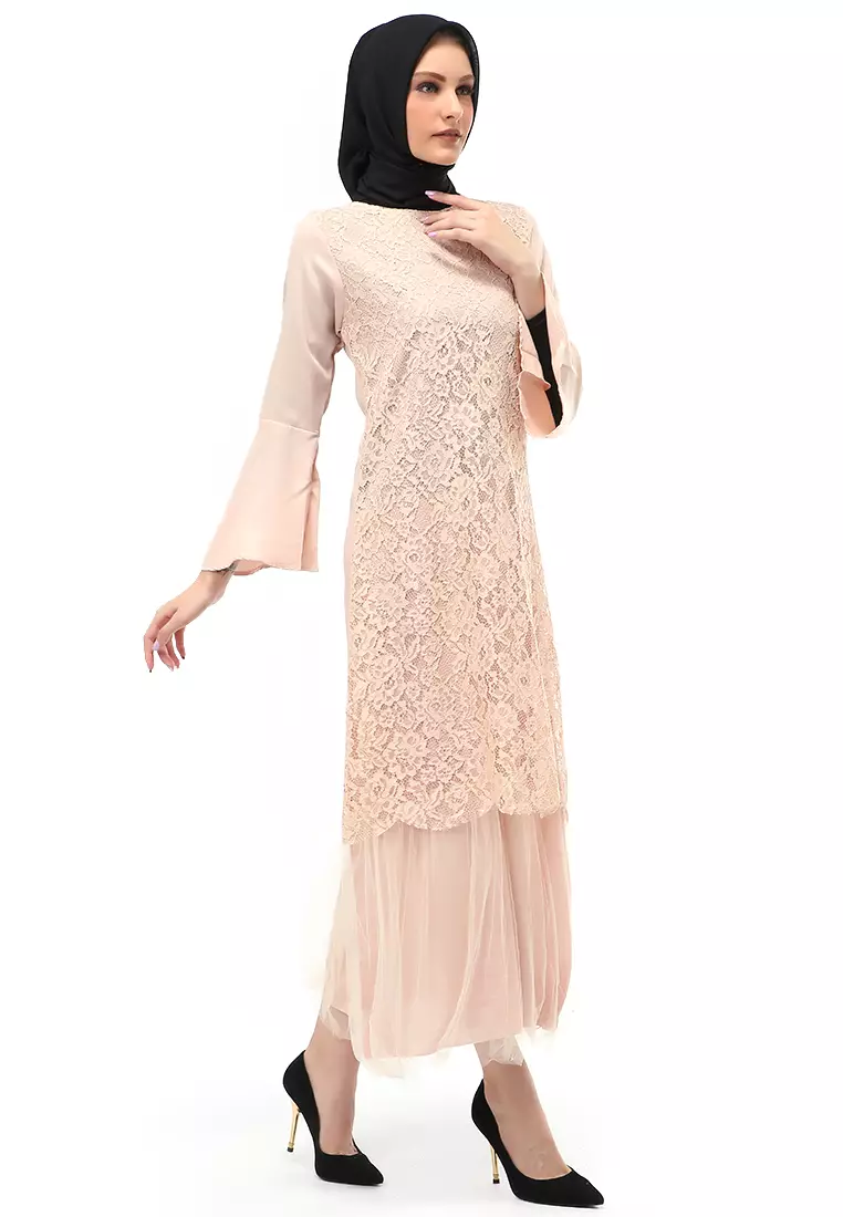 Regita Gamis Brukat Muslimah Wanita Long Dress Regular Fit - Coksu