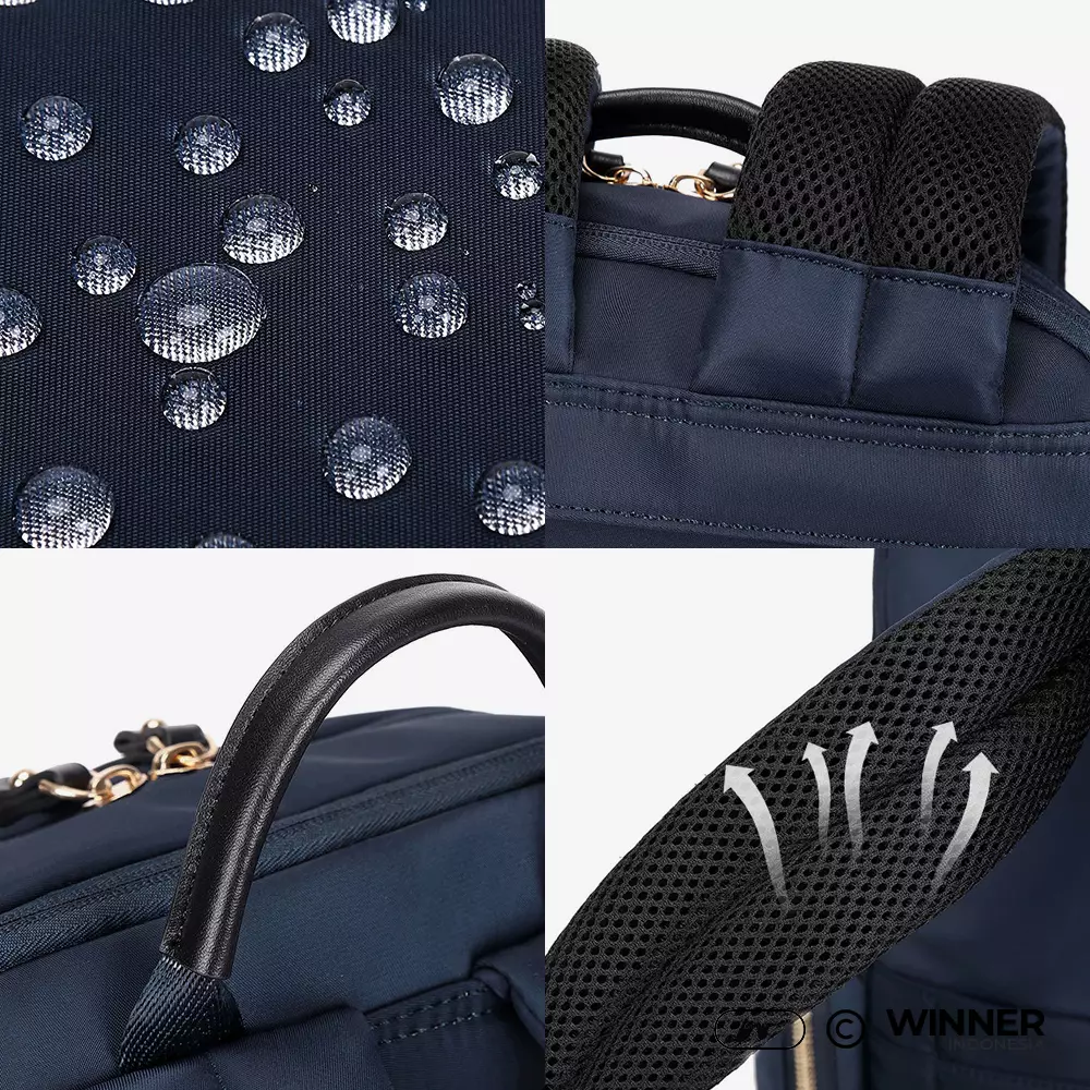 WINNER Tas Ransel Laptop 15,6 inch Oxford Anti-Air Backpack Korean Style (T14-012) - Warna Navy 15,6 inch