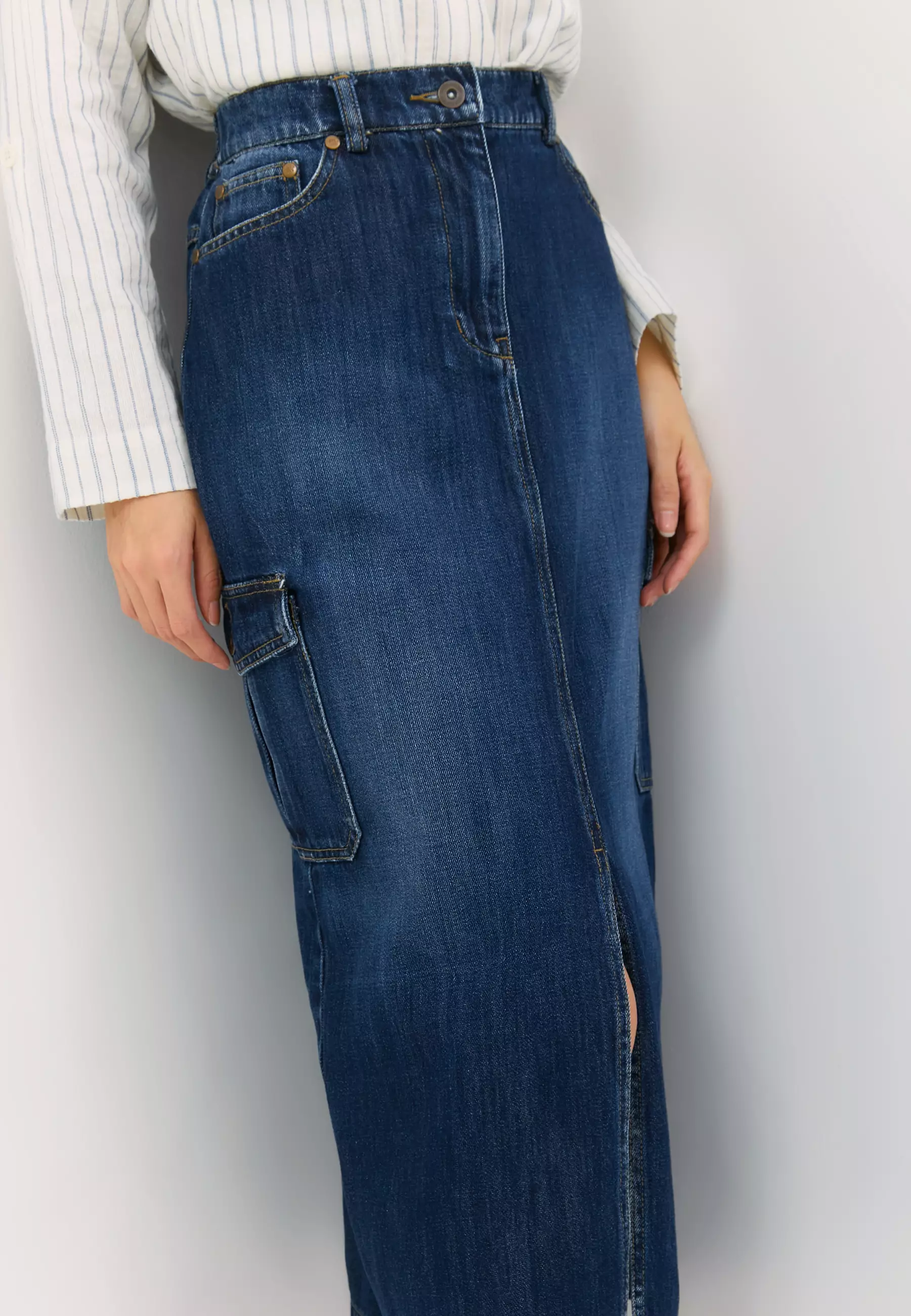 Cargo Dark Blue Denim Skirt (G.2201)