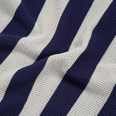 COLLAR POINT STRIPE SHORT SLEEVE KNIT NAVY