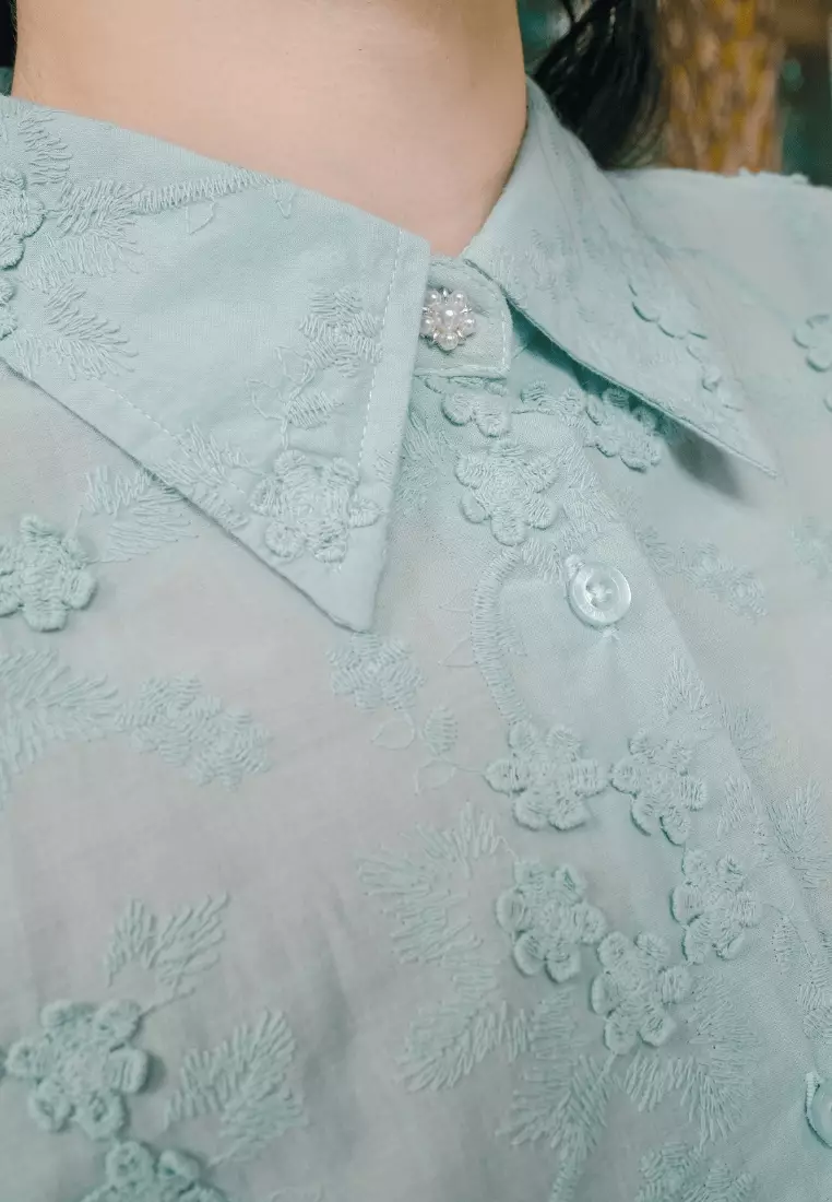 Urban Exchange Indira Green Tunik - Atasan Kemeja Tunik Hijau Warna Hijau