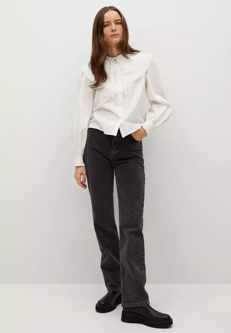 Babydoll Neck Cotton Shirt