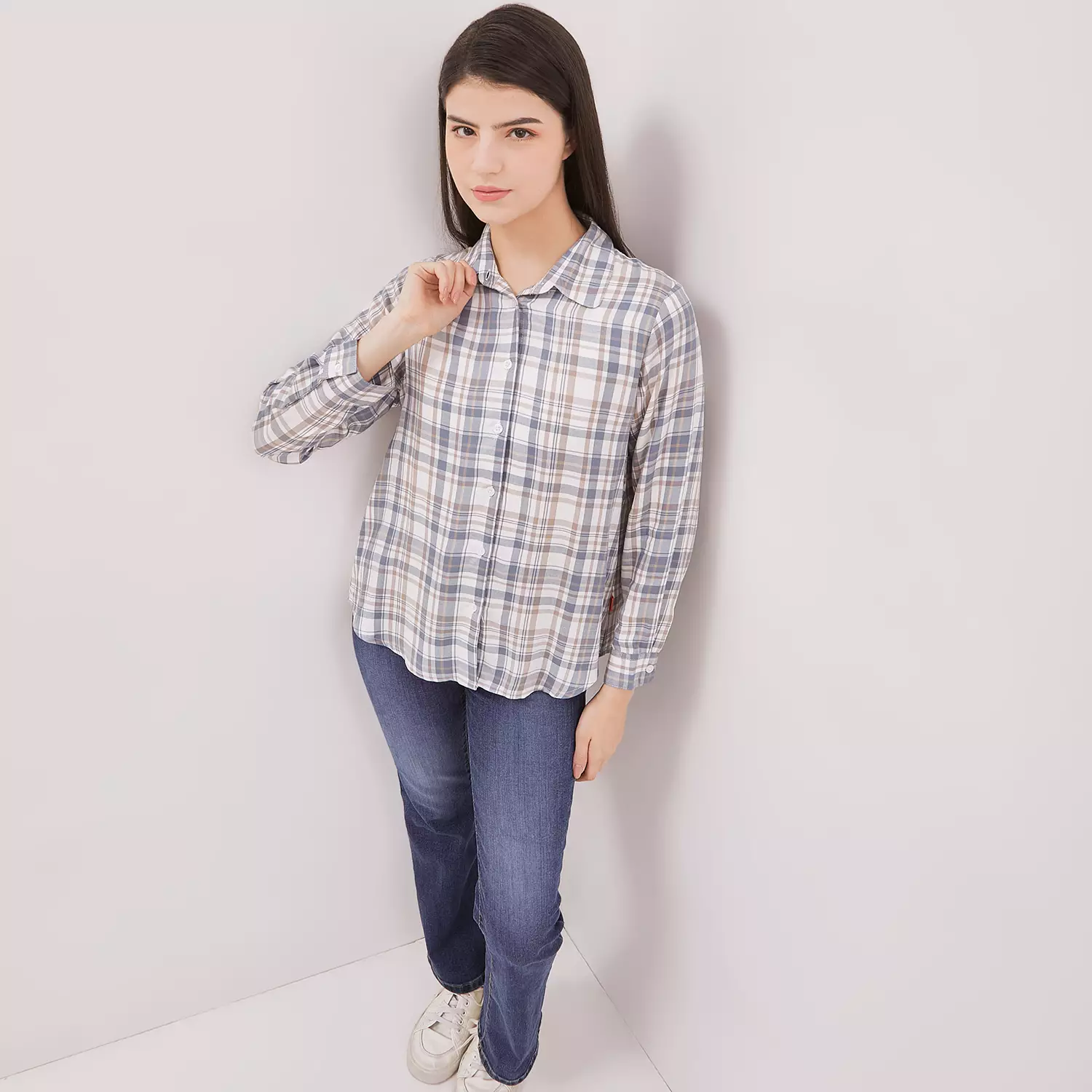 DUST Kemeja Kotak Rumika Biru Comfease (D.116480)