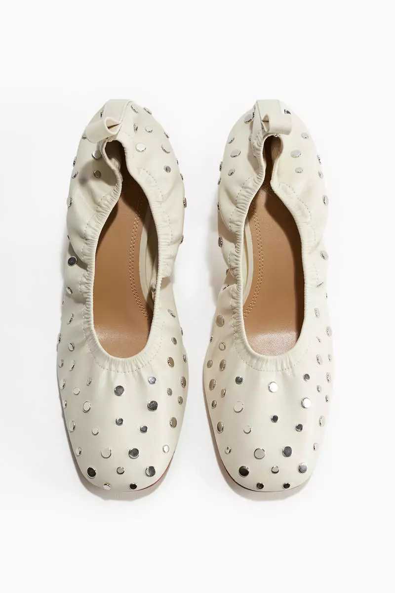 Studded ballet-style court shoes