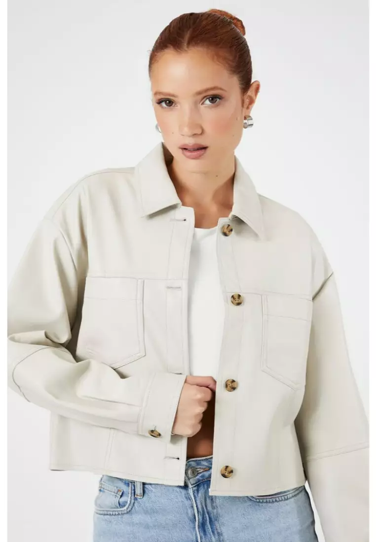 Forever 21 discount white leather jacket