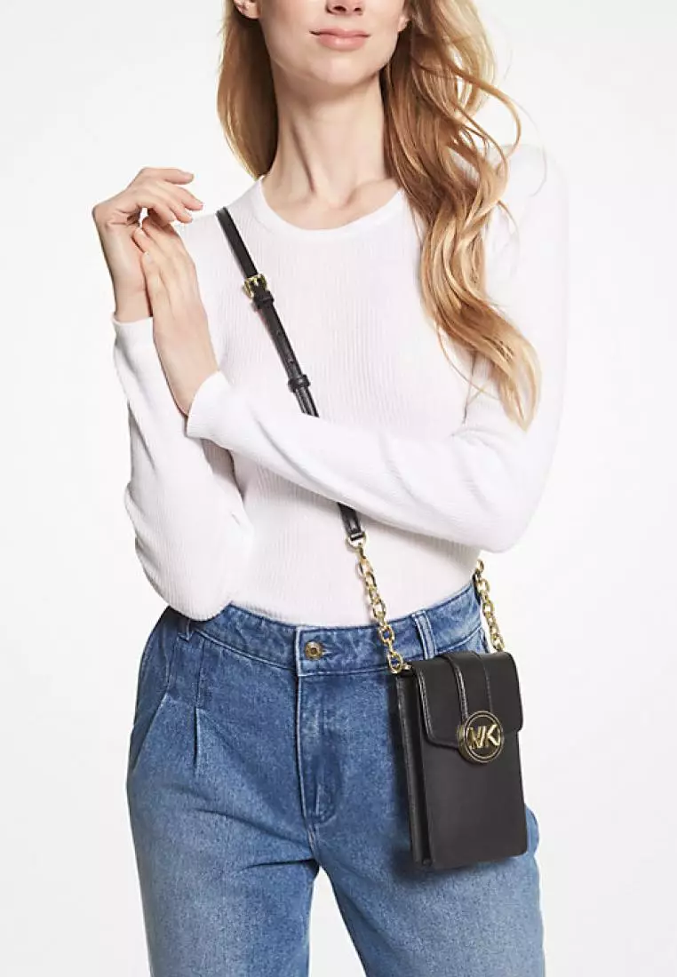 Michael kors top phone crossbody black