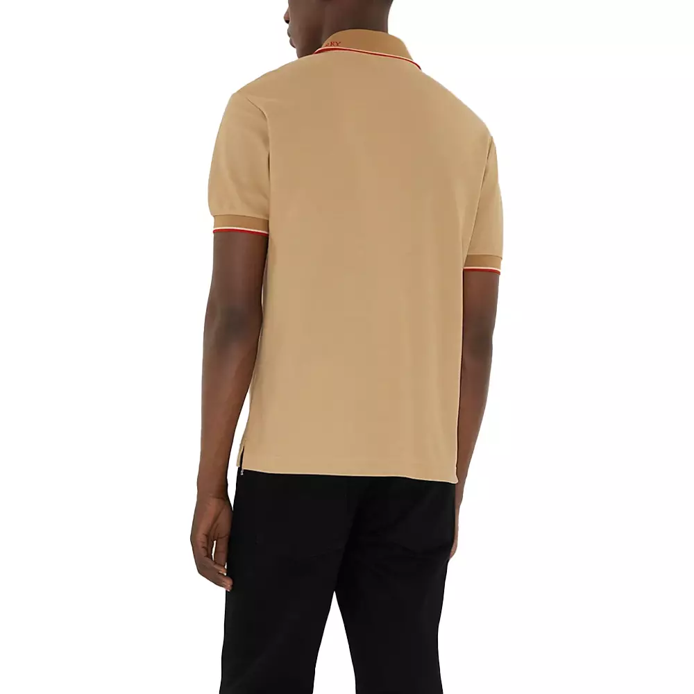 [5.5UPER DEALS] Logo Collar Cotton Polo Shirt Flax