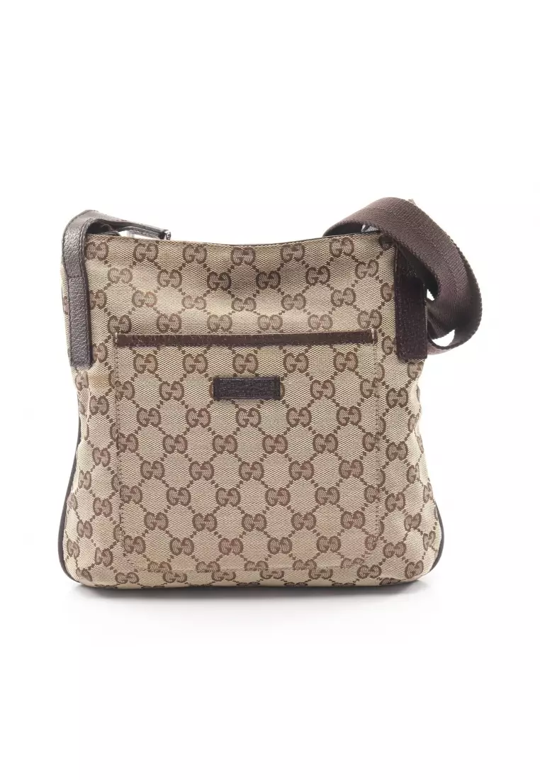 バッグ gucci gg canvas handbag brown vintage Buy Gucci Pre-Loved Gucci GG canvas Shoulder bag canvas leather