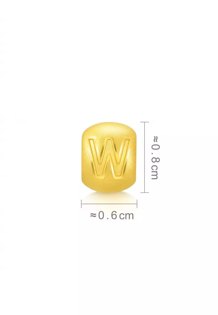 Charme 999 24K Gold Letter W Alphabet Charm 92726C (Bracelet not included)