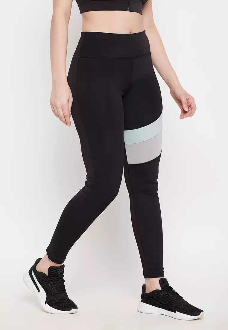 Clovia Snug Fit High-Rise Active Tights in Black