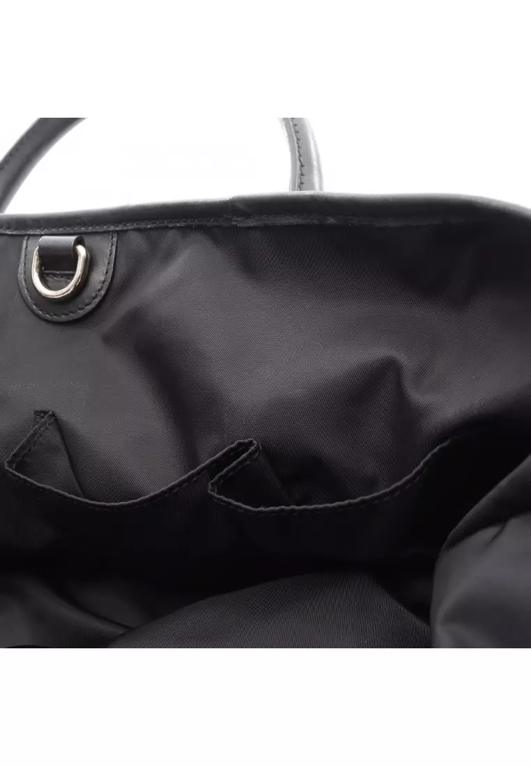 Pre-Loved Gucci sherry line tote bag Handbag tote bag Nylon leather black