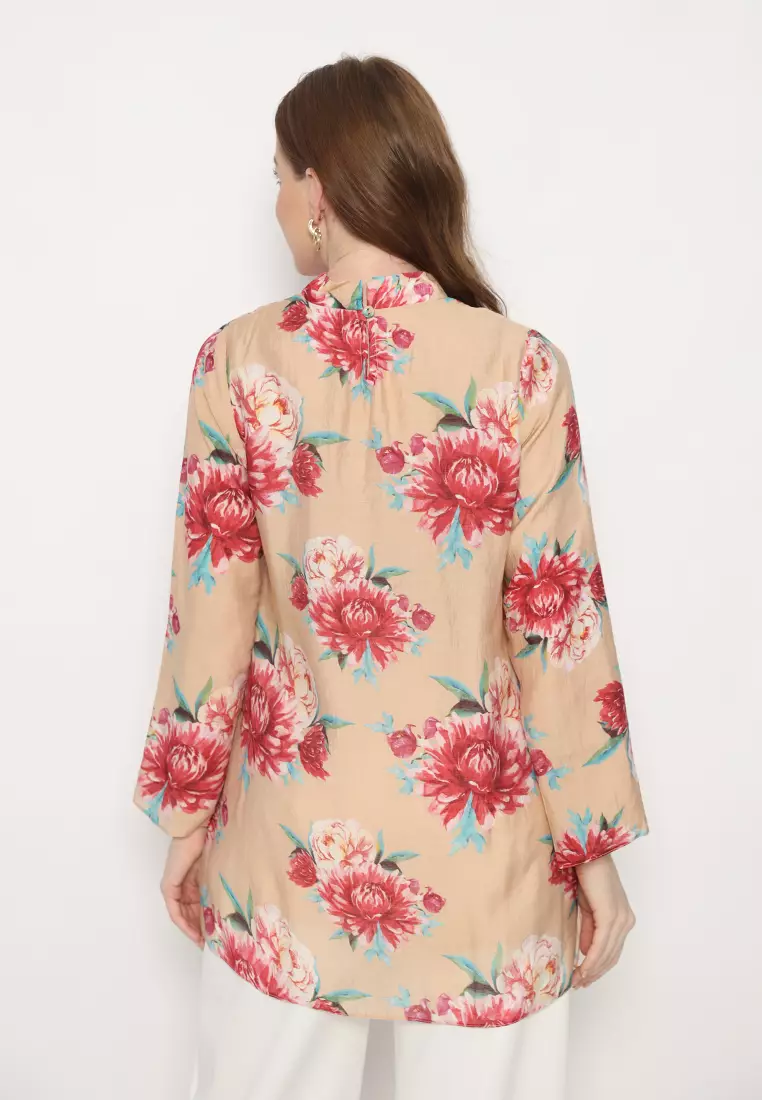 Blouse Silky Cream Long Sleeve Arlette By Brilliant Girl Warna Cream