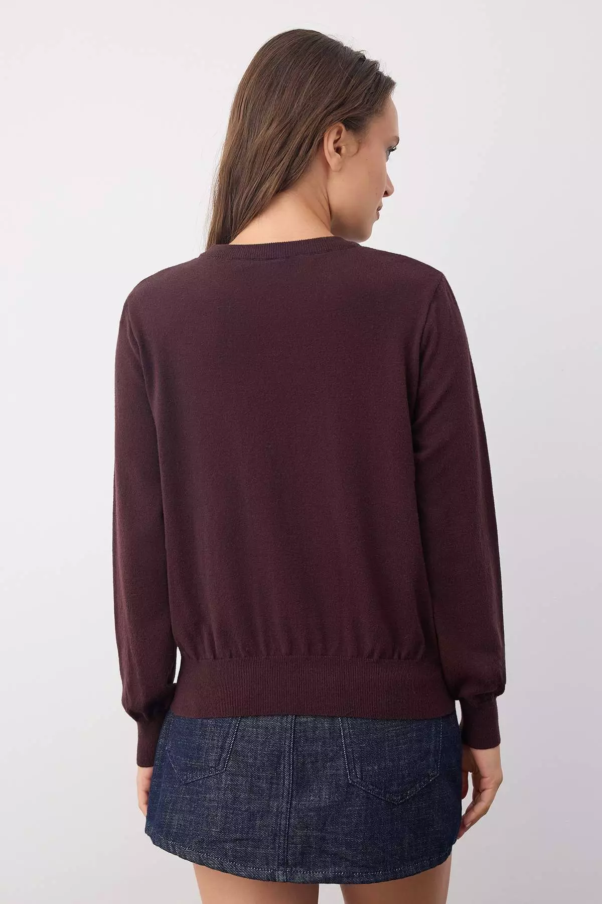 Wardrobe Essentials Brown Premium Yarn/Special Yarn Basic Knit Sweater |
