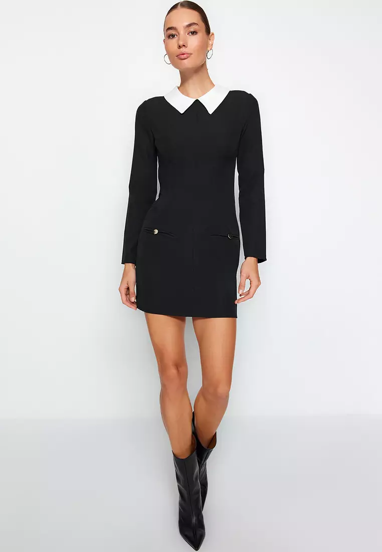 Collar Detail Woven Dress