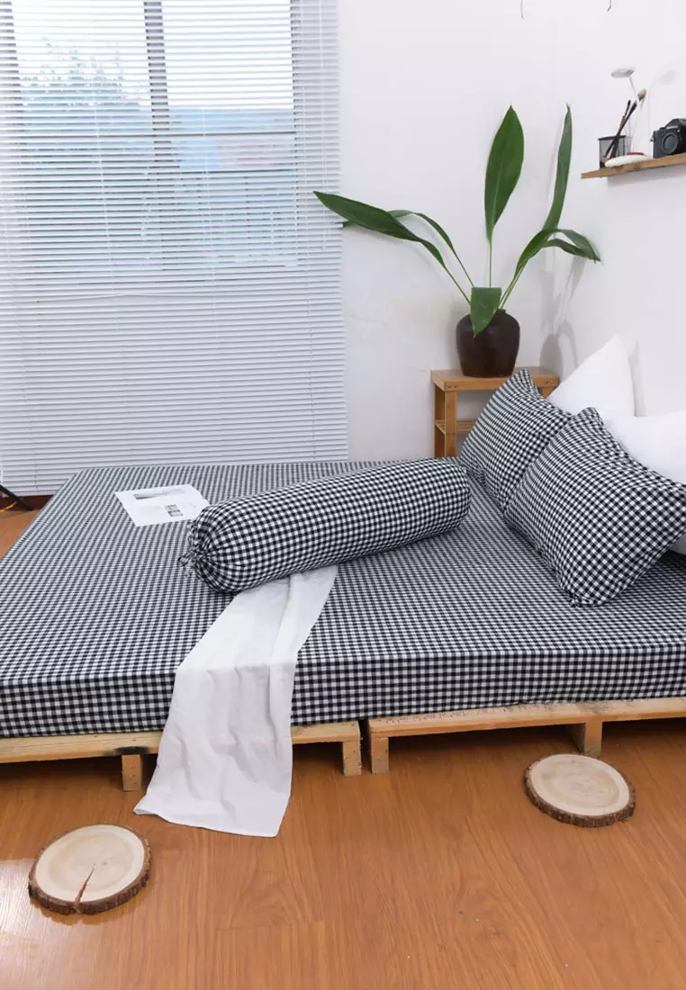 Jual Milliot & Co. Elly Gingham Super Single 3pc Fitted Sheet Set