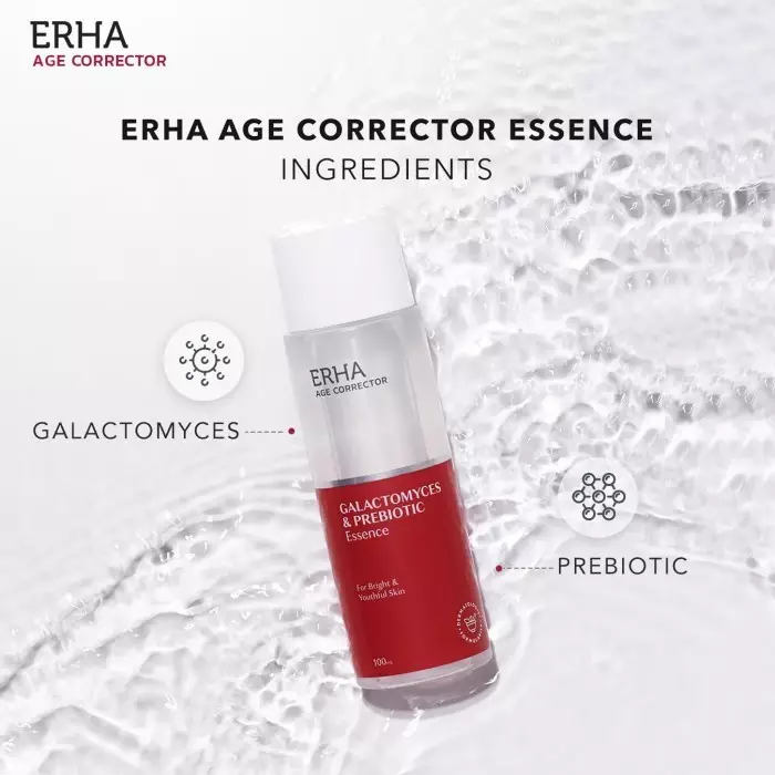 ERHA Age Corrector Galactomyces & Prebiotic Essence 100g - Essence Anti Aging | Melembabkan | Mengencangkan | Menghaluskan | Meningkatkan Hidrasi