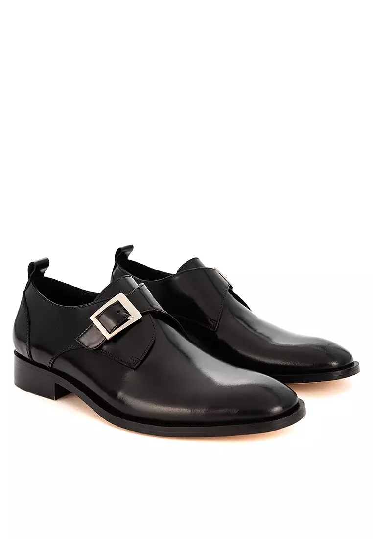 Fritz Black Single Monk Strap Shoes