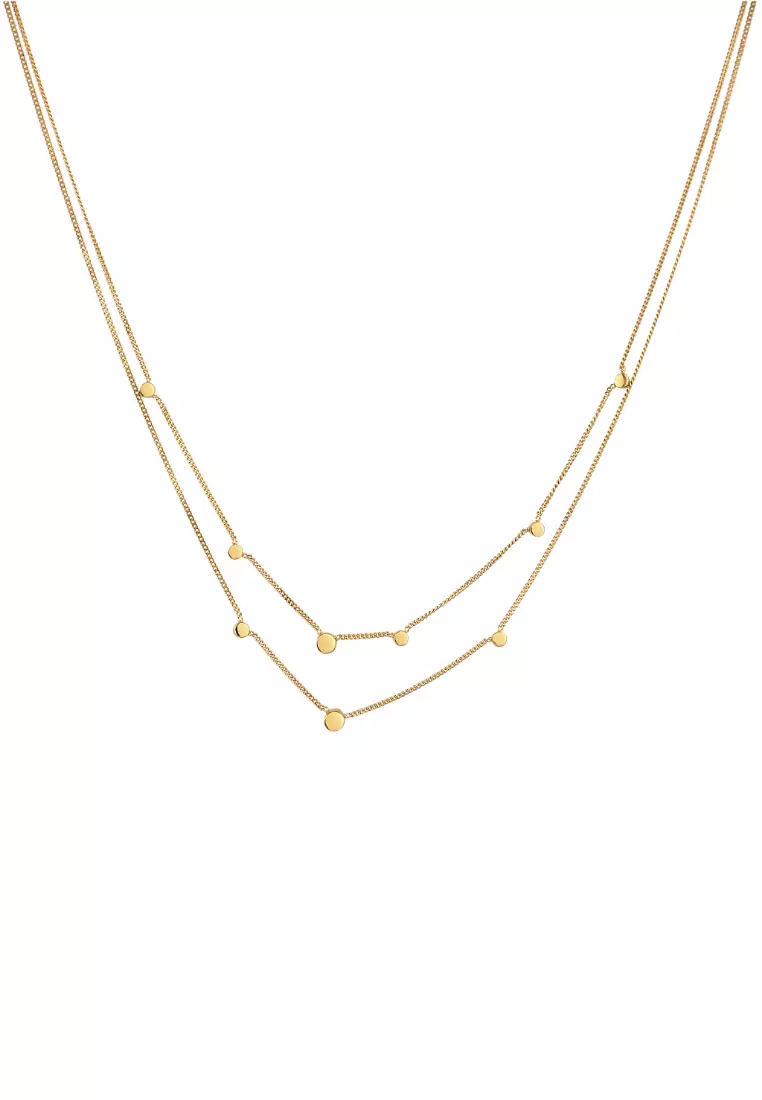 Necklace Short Layer Circle Gold Plated  Embellished With Crystals By Swarovski®