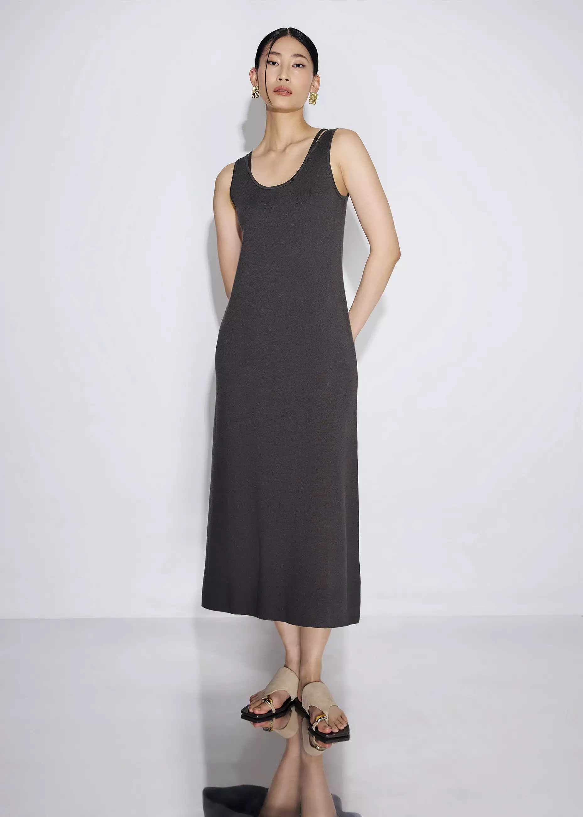Dress Wanita - Reversible Knit Column Midaxi Dress
