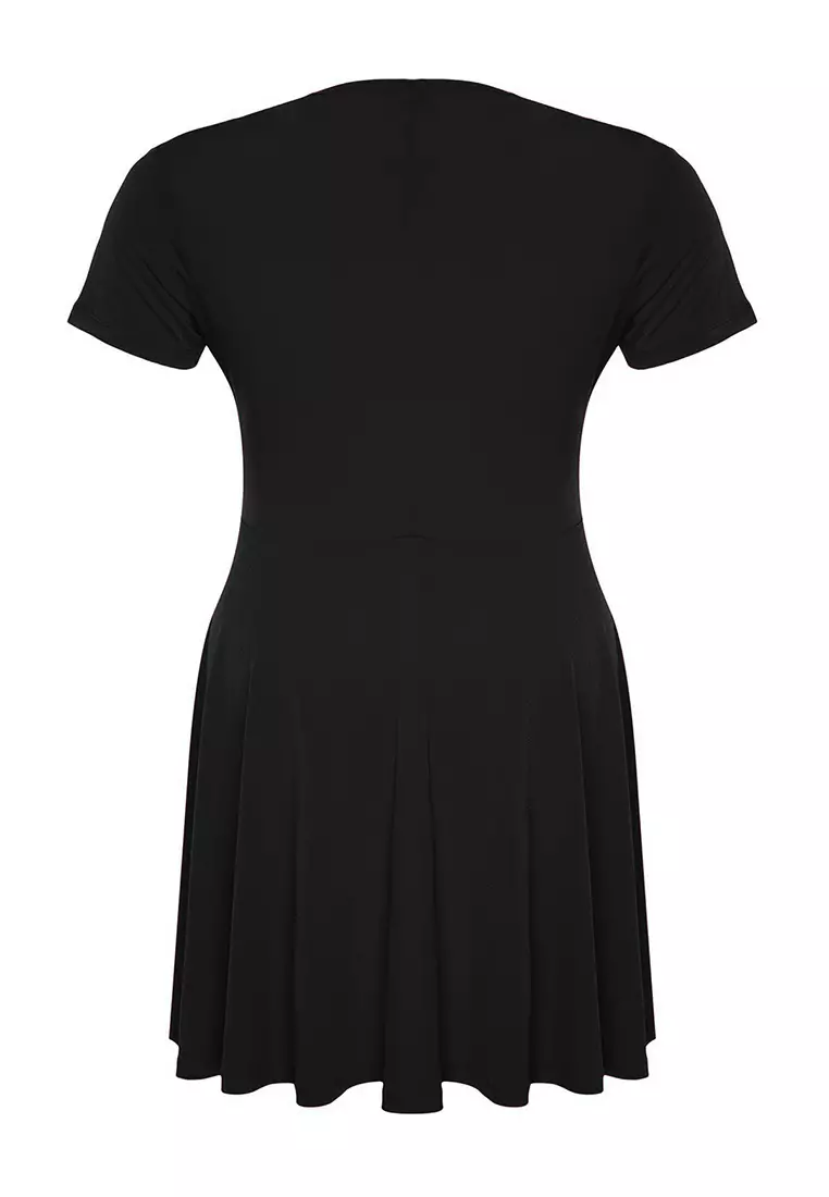 Black Sandy Knitted Plus Size Dress