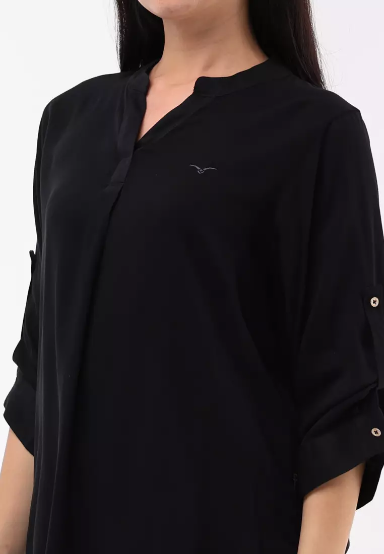 Plain Single Bold Twill 3/4 Blouse