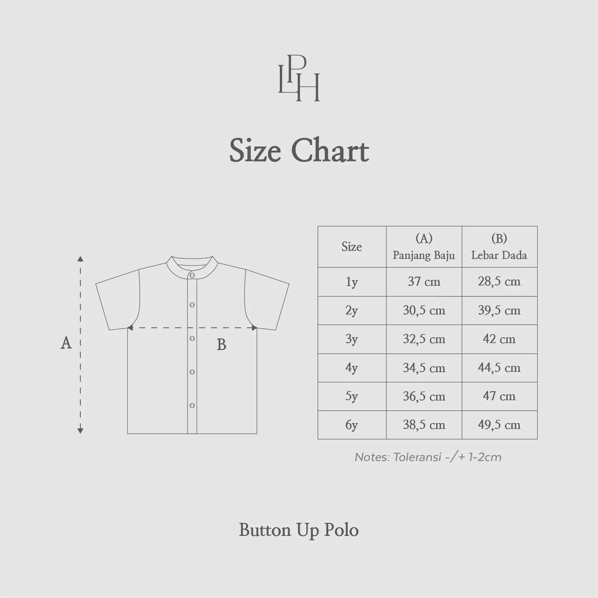 Little Palmerhaus - Button Up Polo 3.0 (Kaos Polo Anak) Stone Grey