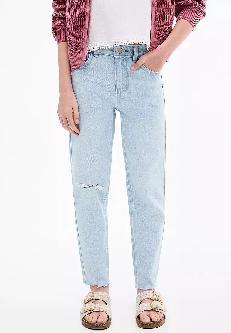 Buy MANGO KIDS Mom Fit Decorative Rips Jeans 2026 Online | ZALORA