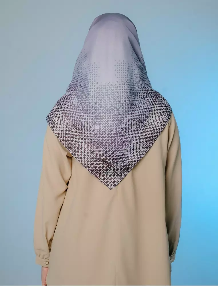 AUZORA Scarf Black - Kerudung Hijab Segiempat Motif With Pouch Ziplock - Bahan Poly Fine - Ukuran 110x110