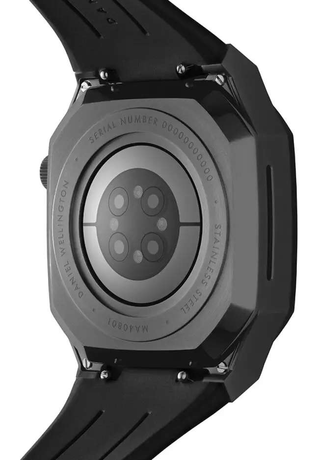 Switch Balck 40mm - Smart watch case for Apple watch series 4, 5, 6 & SE - Stainless steel case with rubber strap -DW OFFICIAL