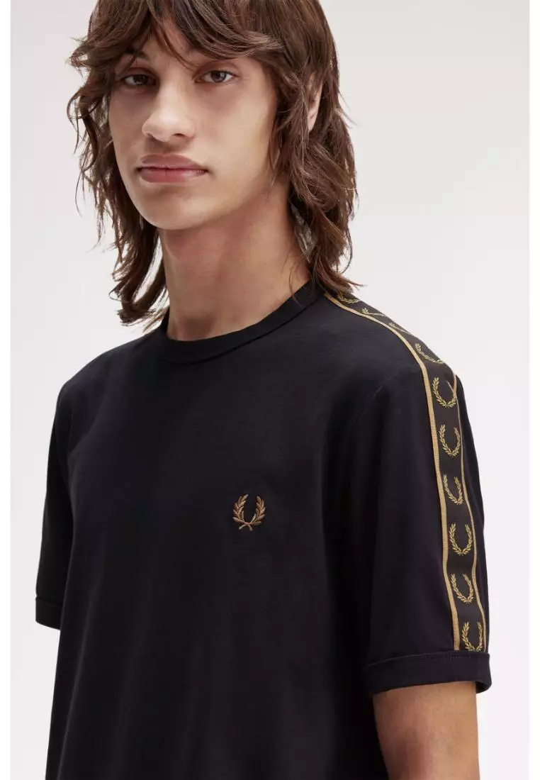 Fred Perry M4613 Contrast Tape Ringer T-Shirt (Black / Shaded Stone)