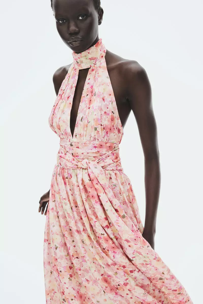 Tie-detail halterneck dress