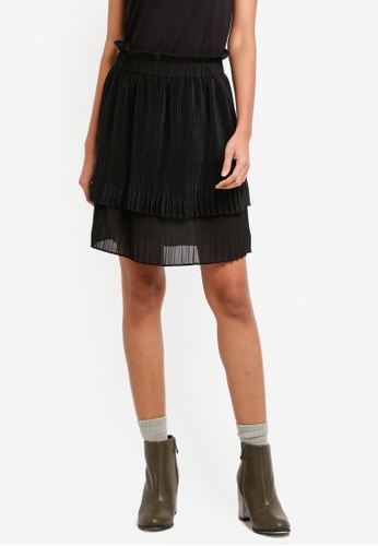 Sisley black Pleated Layered Skirt D8203AA03AD2A4GS_1