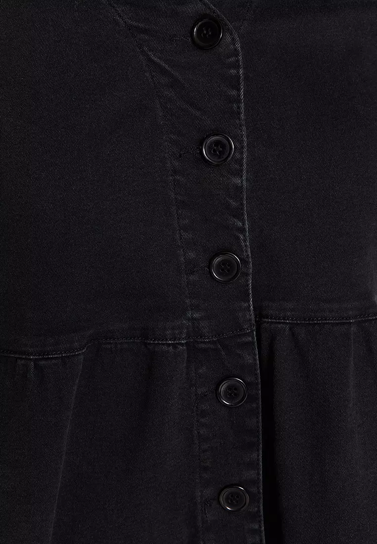 Plus Size V-Neck Denim Mini Dress