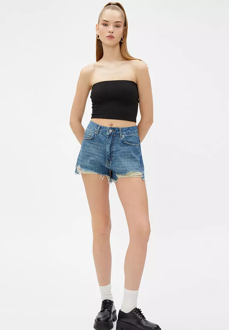 Denim Shorts High Waist Ripped