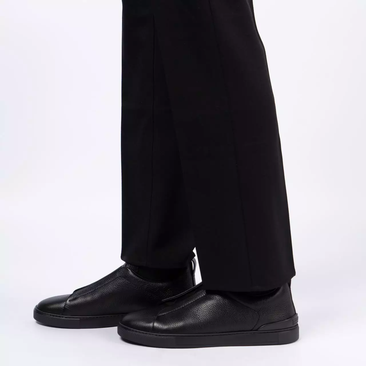 Triple Stitch Deerskin Sneakers All Black