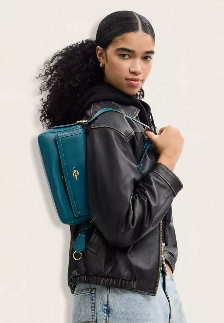 Coach Etta Small Flap Shoulder Bag Teal Ink