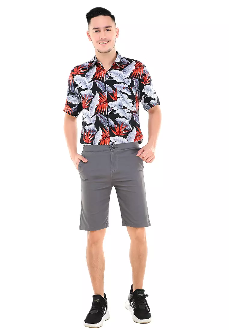 Rishham Celana Pendek Chino Pria Premium Stylish Casual Short Pants Material Cotton ORIGINAL - Gray