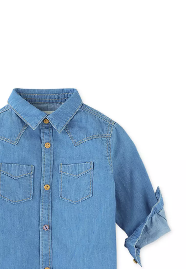 Baby Boys Hang On Banana Western Denim Shirt