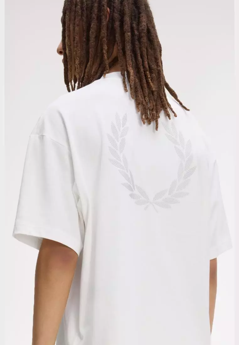 Fred Perry M2474 Back Print Laurel Wreath T-Shirt (Snow White) 