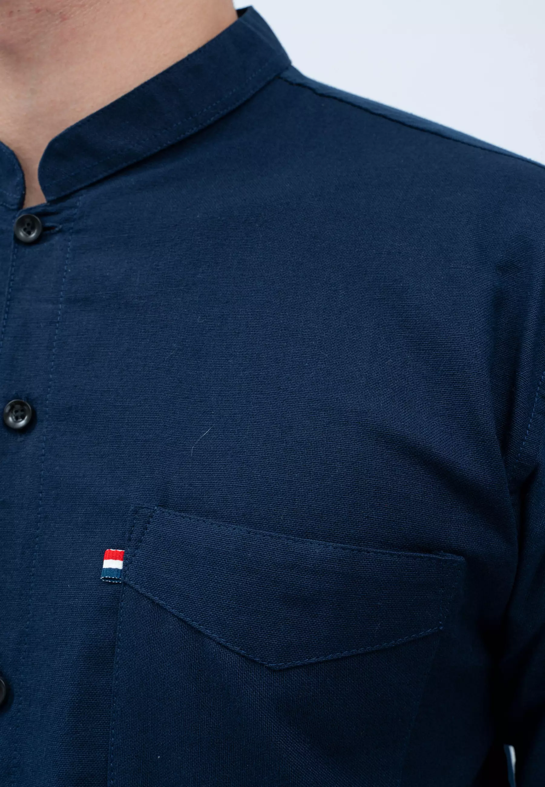 Houseofcuff kemeja Koko Lengan Panjang Pria Navy