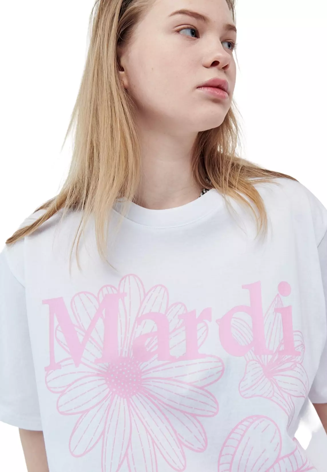 Tshirt Triple Flower - White Pink