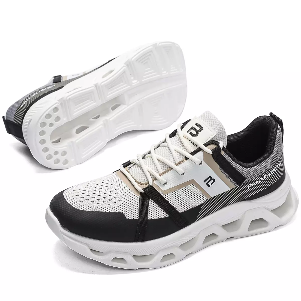 LURAD Sepatu Pria Breathable Textile Sneakers Cowok Sekolah Travel Polos QNR31
