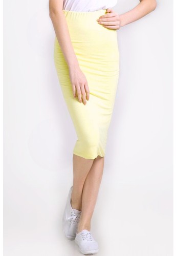 Midi Pencil skirt,Yellow,Women's Skirt