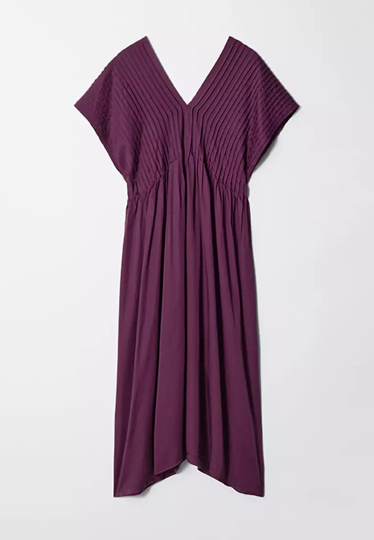 Pleated Dolman Midi Dress