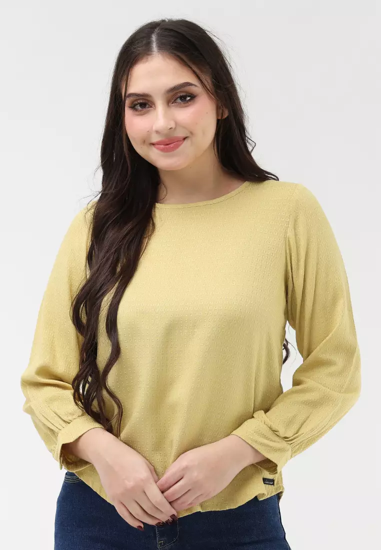 Textured Woven Long Sleeves Blouse