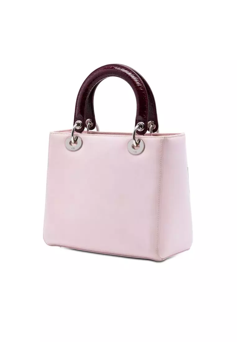 Pre-Loved Dior Medium Calfskin Patent Embroidered Valentines Day Heart Lady Dior